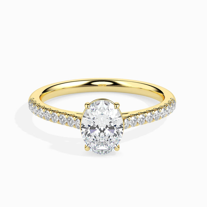 1ct Oval Shaped F- VS Lab Grown Diamond Pave Engagement Ring