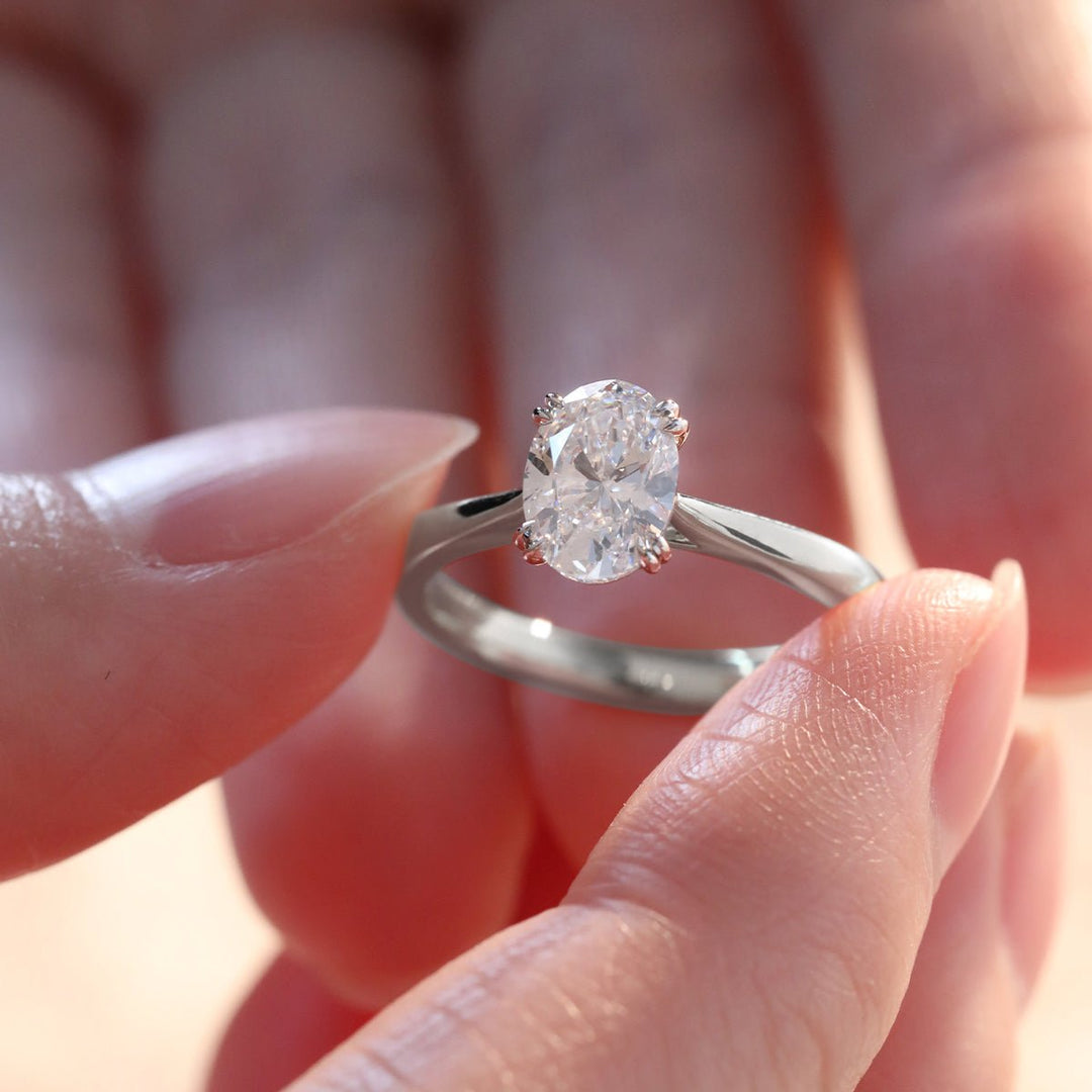2 Carat Oval Moissanite Engagement RingCathedral Setting Oval MoissaniteMoissanite Oval Diamond Cathedral Ring