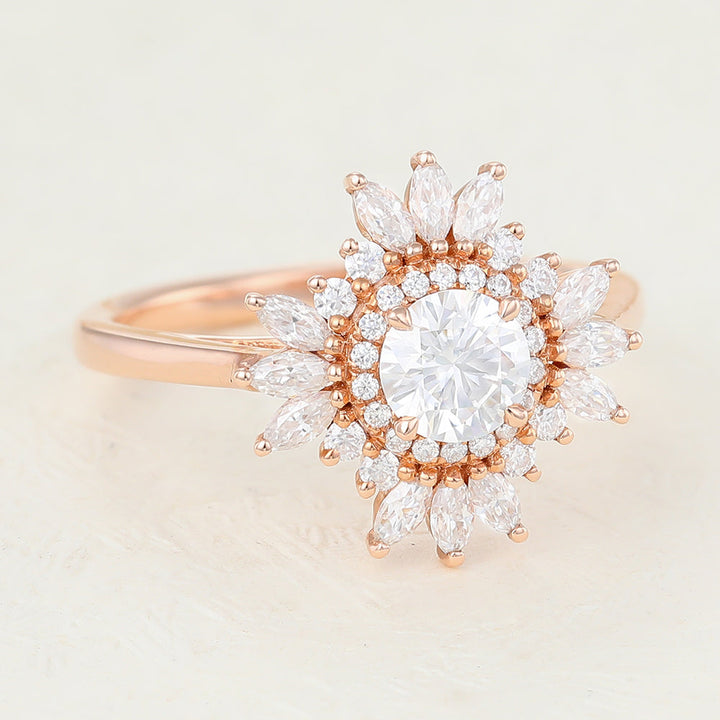 round-shaped-moissanite-cluster-halo-engagement-ring