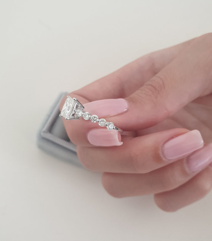 2.01ct Princess D-VS1 Lag Grown Diamond Pave Engagement Ring