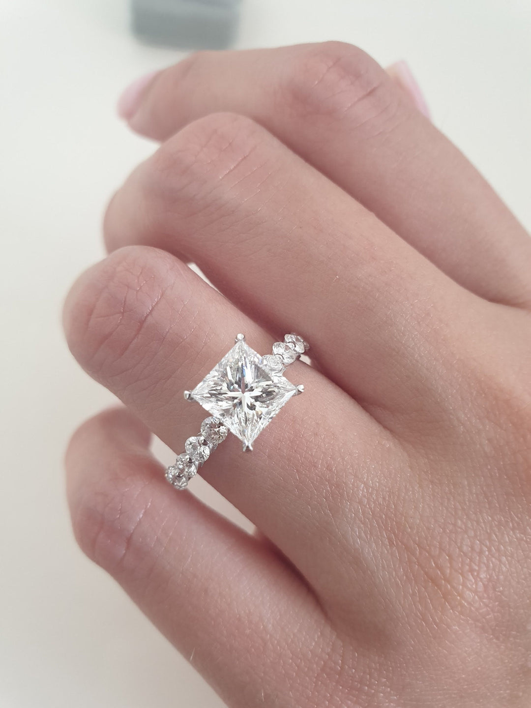 2.01ct Princess D-VS1 Lag Grown Diamond Pave Engagement Ring