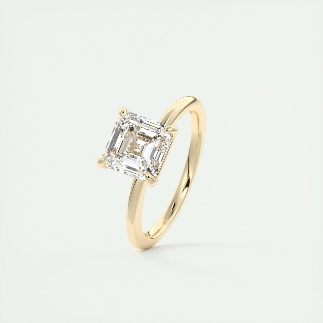 2.03CT Asscher Cut Solitaire Diamond Moissanite Engagement Ring