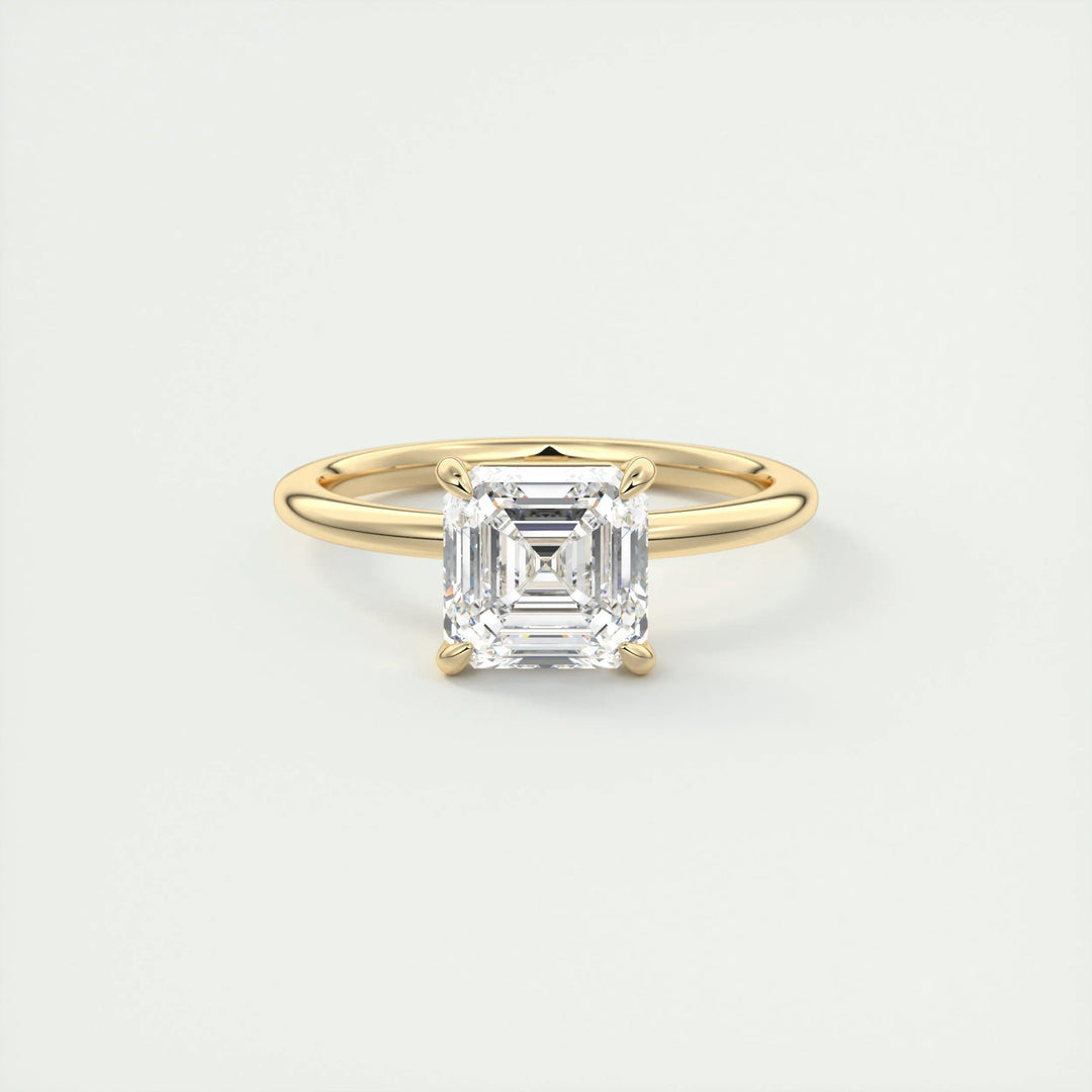 2.03CT Asscher Cut Solitaire Diamond Moissanite Engagement Ring