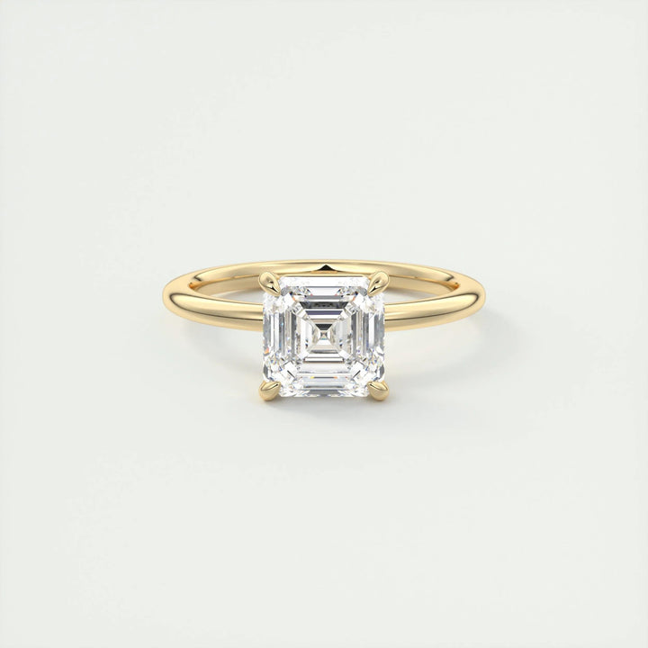 2.03CT Asscher Cut Solitaire Diamond Moissanite Engagement Ring