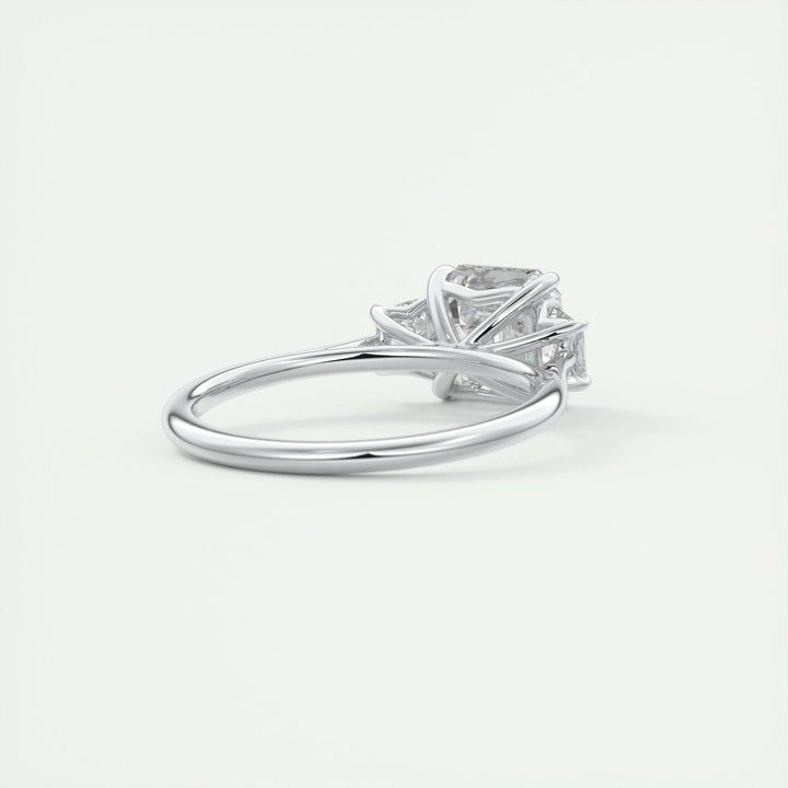 2.03CT Asscher Cut Three Stone Moissanite Diamond Engagement Ring