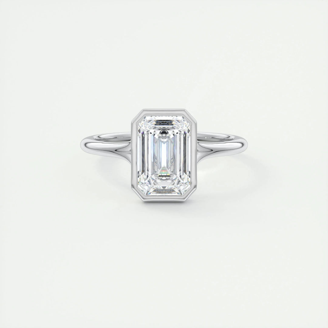 2.03CT Emerald Cut Bezel Moissanite Diamond Engagement Ring