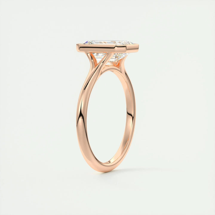 2.03CT Emerald Cut Bezel Moissanite Diamond Engagement Ring