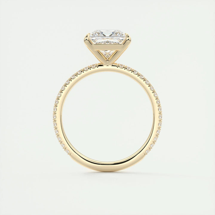 2.08CT Princess Cut Pave Moissanite Diamond Engagement Ring