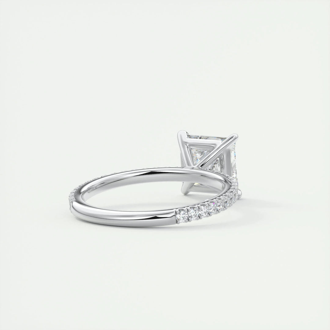 2.08CT Princess Cut Pave Moissanite Diamond Engagement Ring