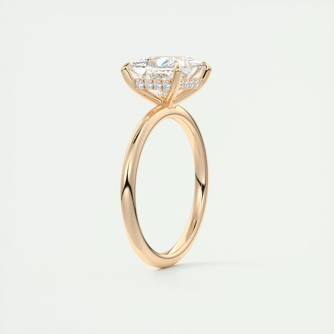 2.08CT Princess Hidden Halo Diamond Moissanite Engagement Ring