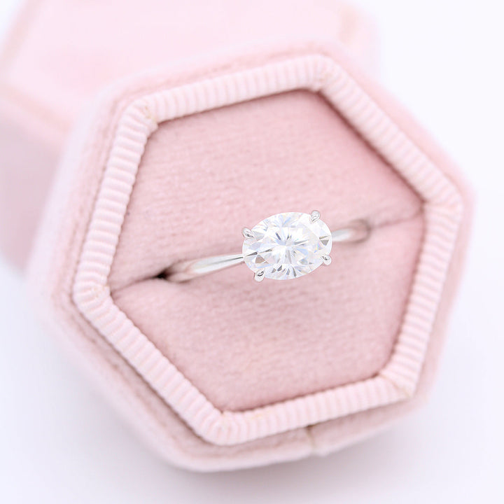 2.0CT East West Oval Cut Solitaire Moissanite Engagement Ring