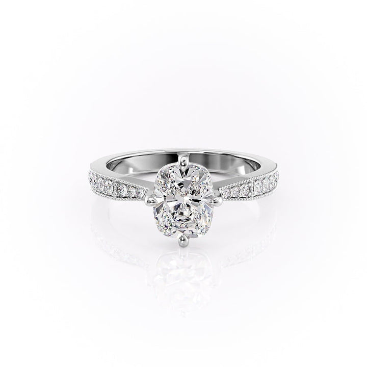 2.0CT Elongated Cushion Cut Channel Pave Moissanite Engagement Ring