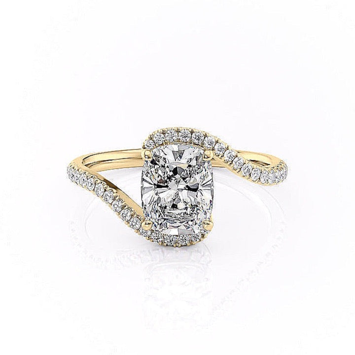 2.0CT Elongated Cushion Cut Tention Setting Moissanite Engagement Ring