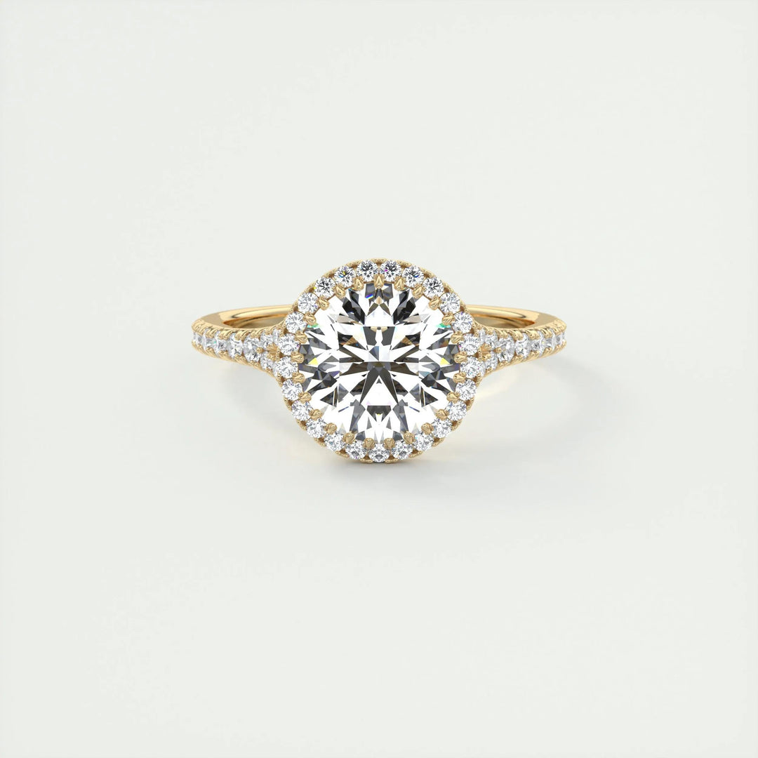 2.0CT Round Cut Halo Moissanite Diamond Engagement Ring