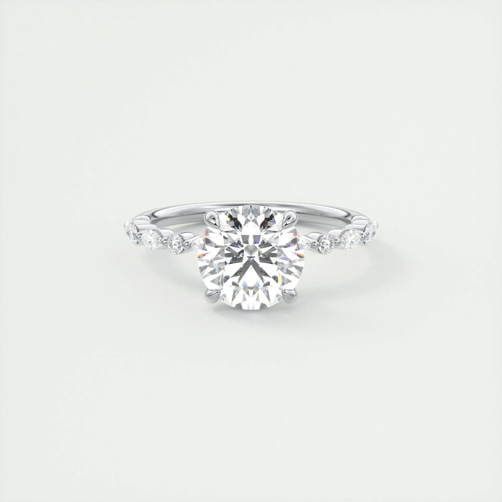 2.0CT Round Cut Pave Moissanite Diamond Engagement Ring