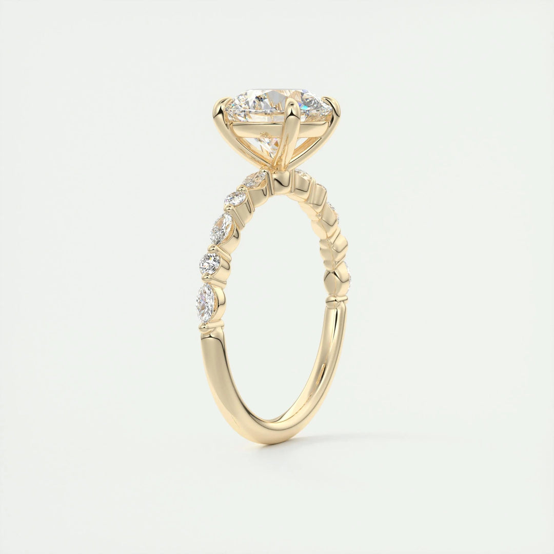 2.0CT Round Cut Pave Moissanite Diamond Engagement Ring