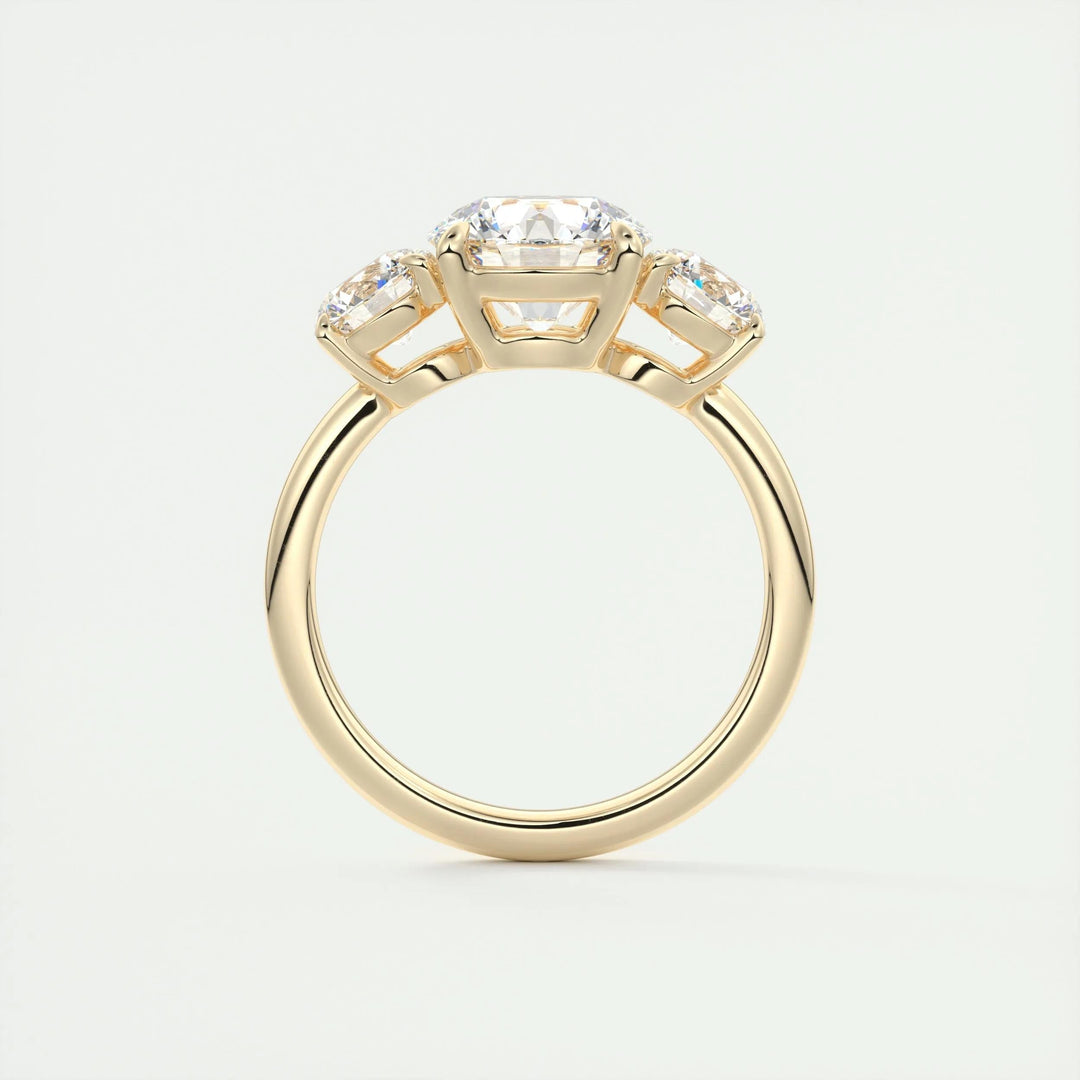 2.0CT Round Cut Three Stone Moissanite Diamond Engagement Ring