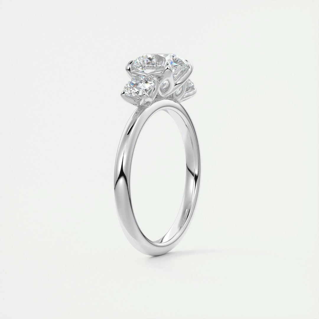 2.0CT Round Cut Three Stone Moissanite Diamond Engagement Ring