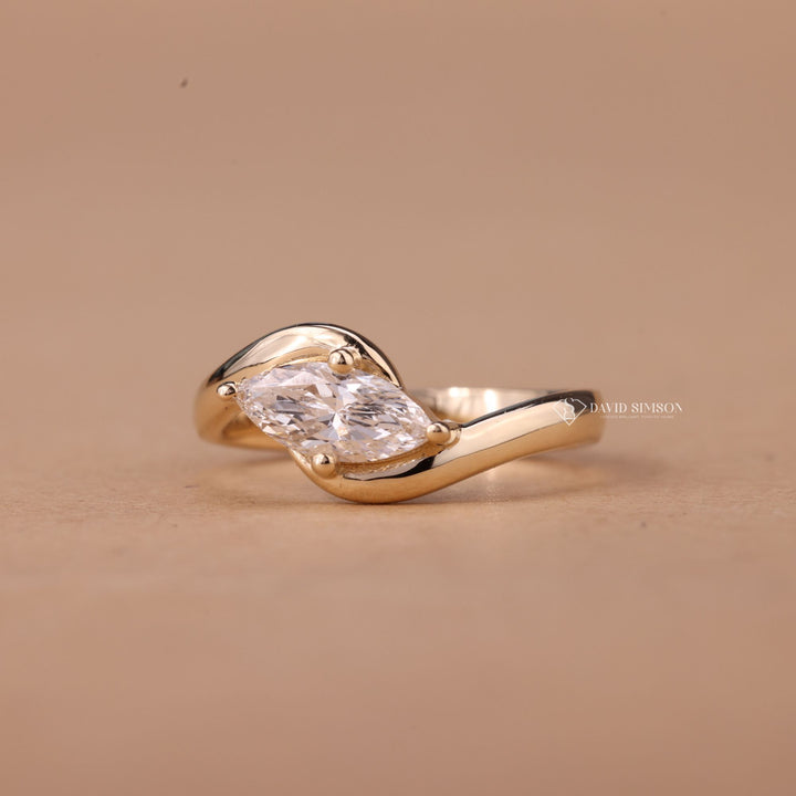 Marquise Cut Moissanite
East West Moissanite Ring
Bypass Engagement Ring
Unique Marquise Ring
