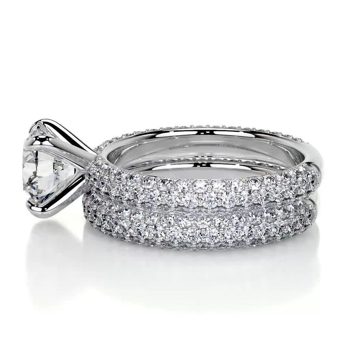 2.0ct Round Cut Pave F-VS Lab Grown Diamond Bridal Ring Set