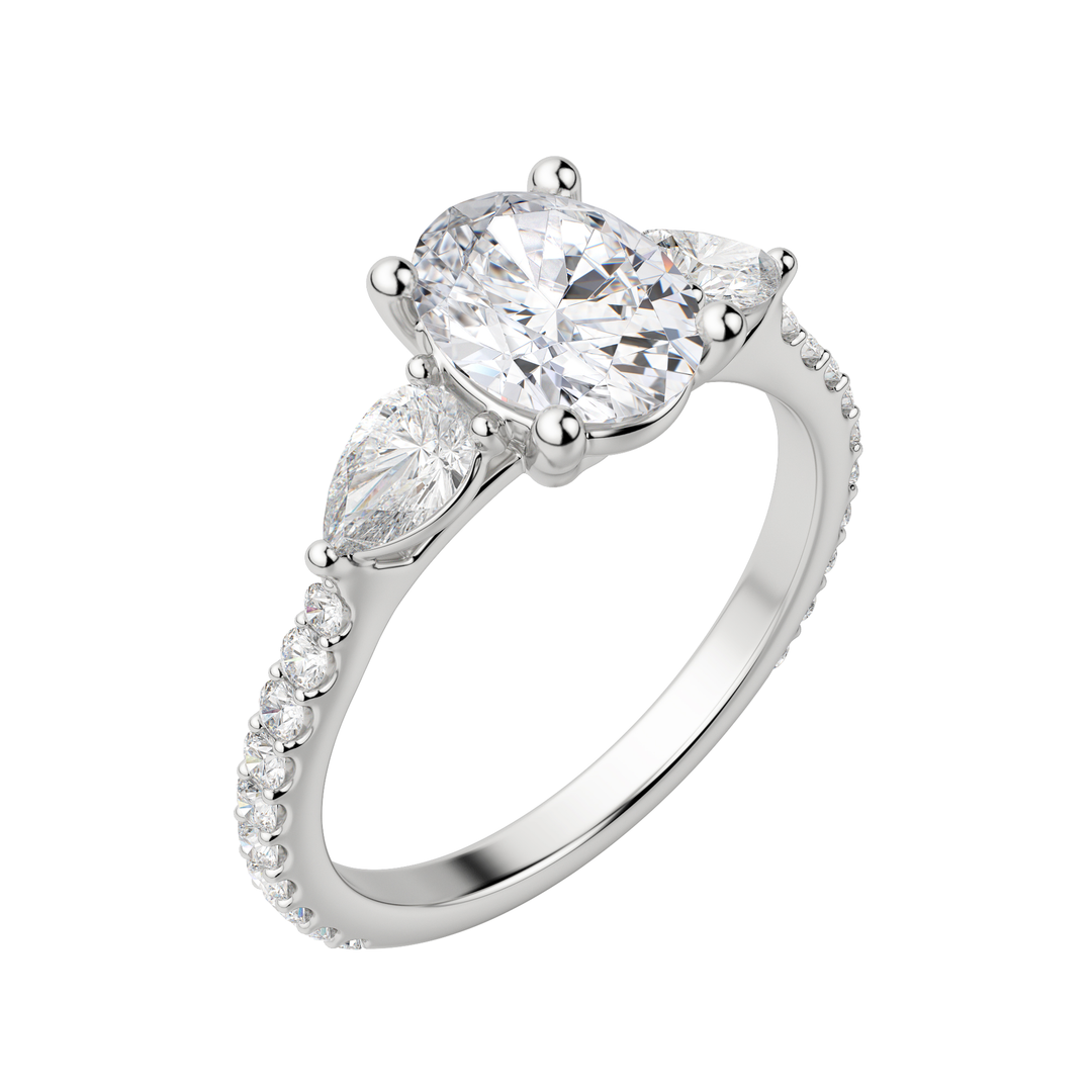 2.10CT Oval Cut Three Stone Moissanite Engagement Ring