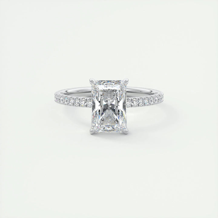 2.10CT Radiant Cut Pave Moissanite Diamond Engagement Ring