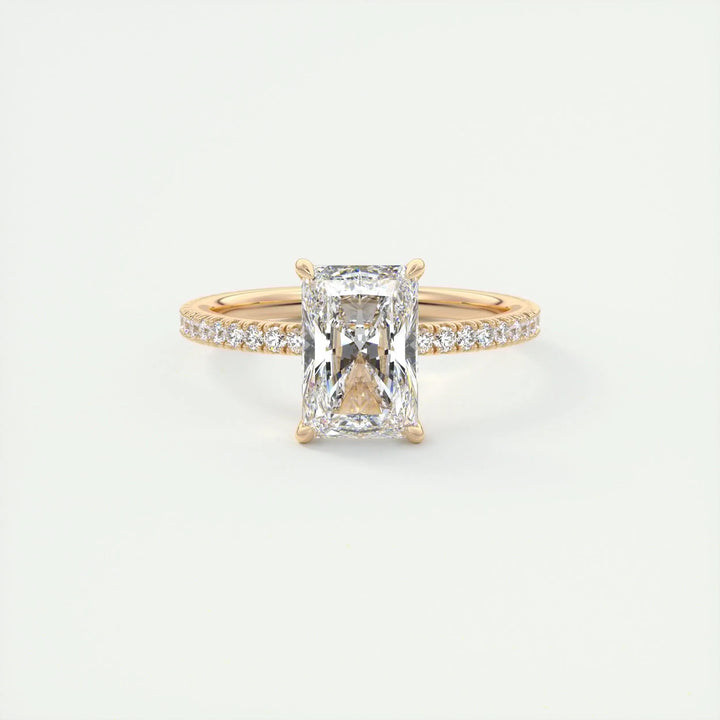 2.10CT Radiant Cut Pave Moissanite Diamond Engagement Ring