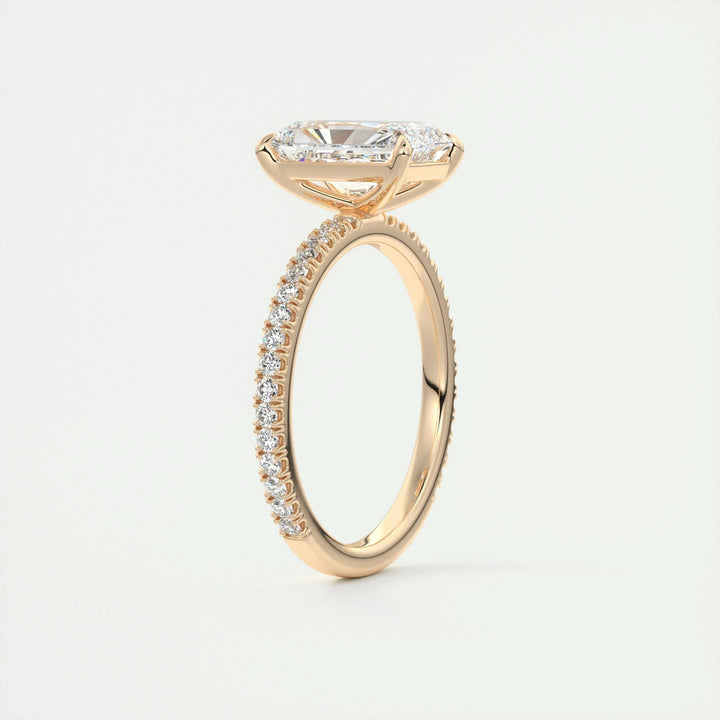 2.10CT Radiant Cut Pave Moissanite Diamond Engagement Ring