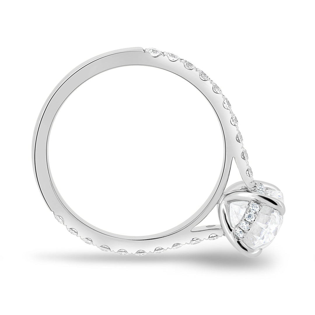 2.11ct Oval Hidden Halo F/VS2 Lab Grown Diamond Engagement Ring