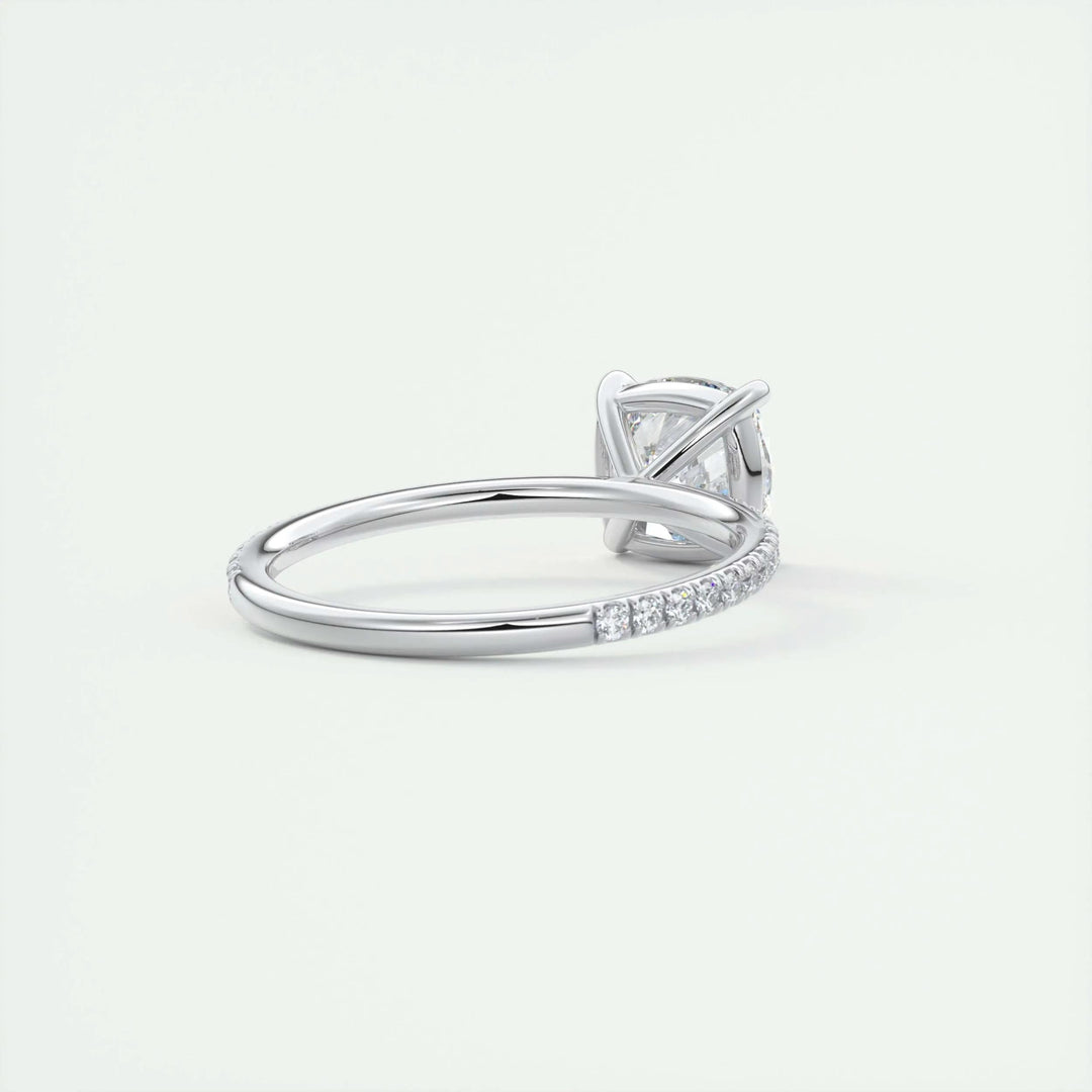 2.15CT Cushion Cut Diamond Pave Moissanite Engagement Ring