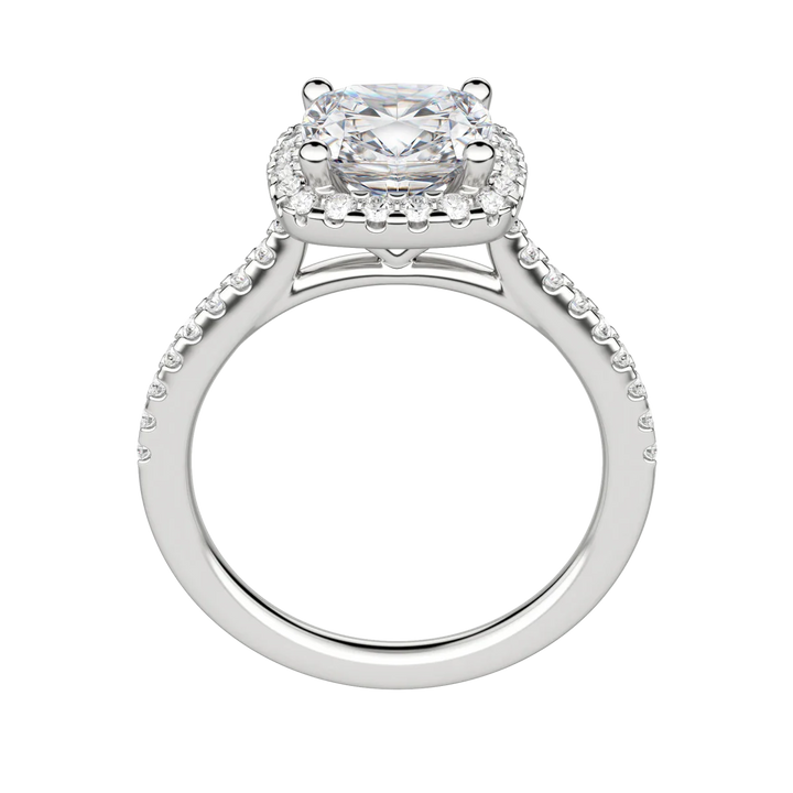 2.15CT Cushion Cut Halo Diamond Moissanite Engagement Ring