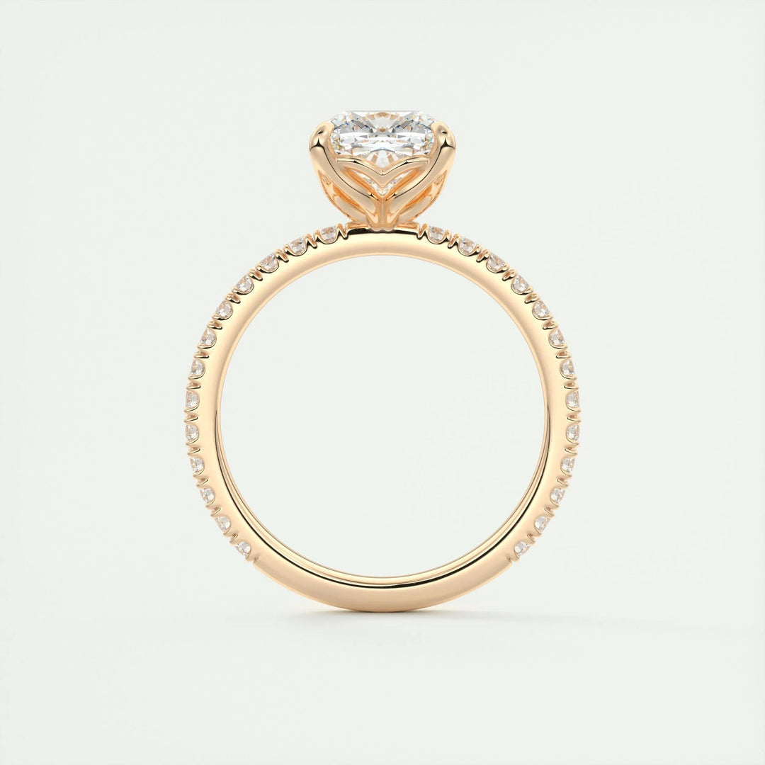 2.15CT Cushion Cut Pave Moissanite Diamond Engagement Ring