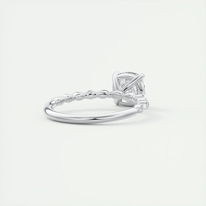 2.15CT Cushion Cut Pave Moissanite Diamond Engagement Ring
