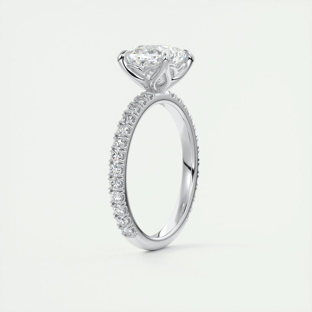 2.15CT Cushion Cut Pave Moissanite Diamond Engagement Ring