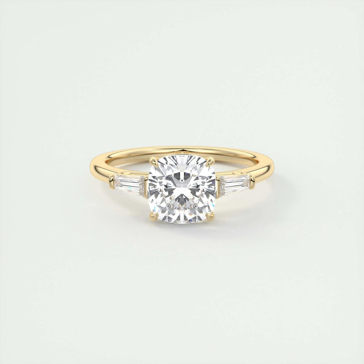 2.15CT Cushion Cut Three Stone Moissanite Diamond Engagement Ring