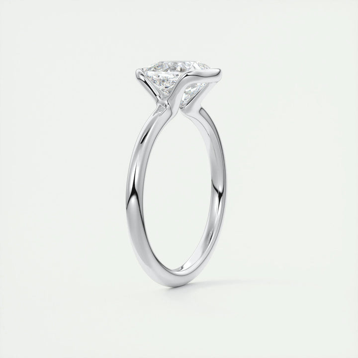 2.15CT Half Bezel Cushion Cut Diamond Moissanite Engagement Ring
