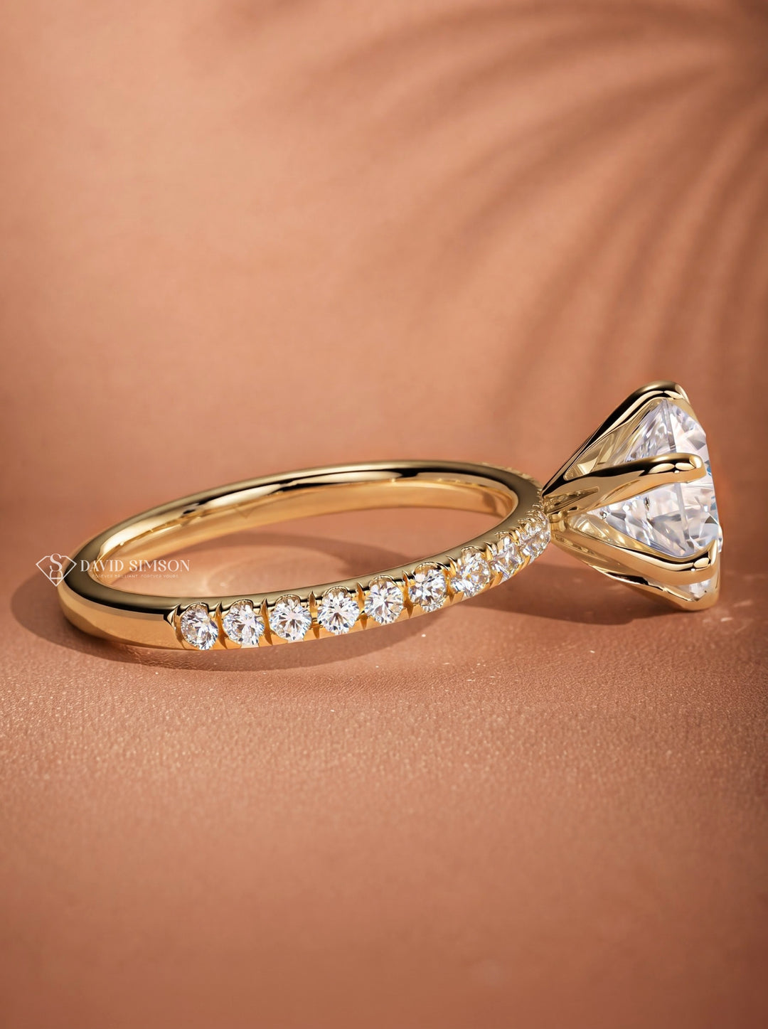 2.0CT to 3.0CT Round Lab Grown Diamond Pave Band Engagement Ring