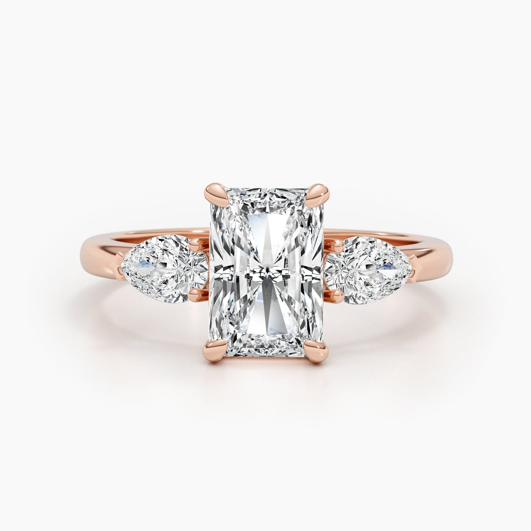 2.24ct Radiant F- VS Three Stones Diamond Lab Grown Engagement Ring