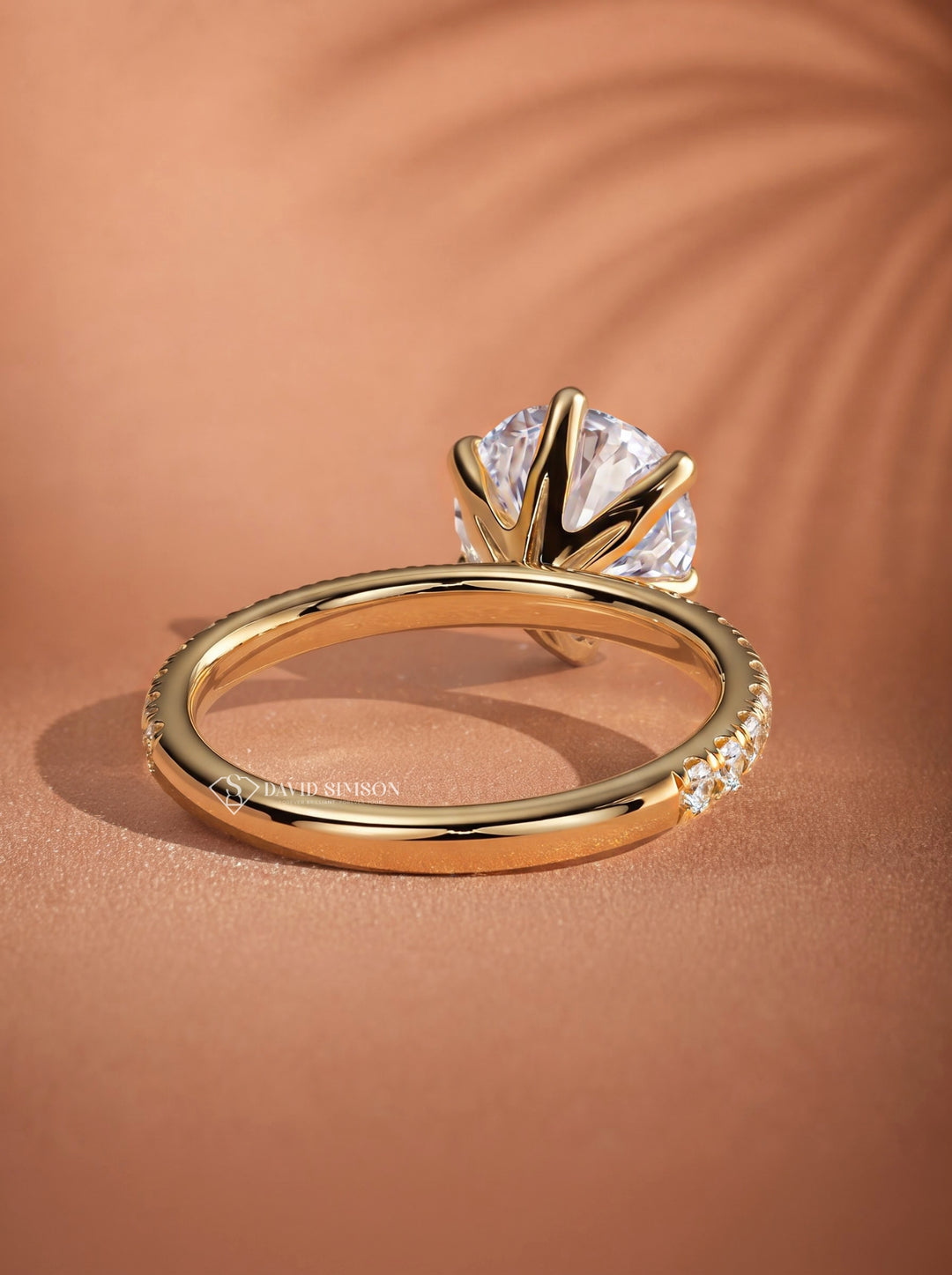 2.0CT to 3.0CT Round Lab Grown Diamond Pave Band Engagement Ring