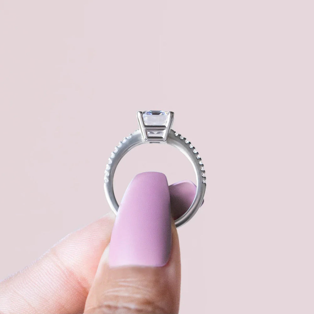 2.30CT Emerald Cut Solitaire Moissanite Diamond Engagement Ring