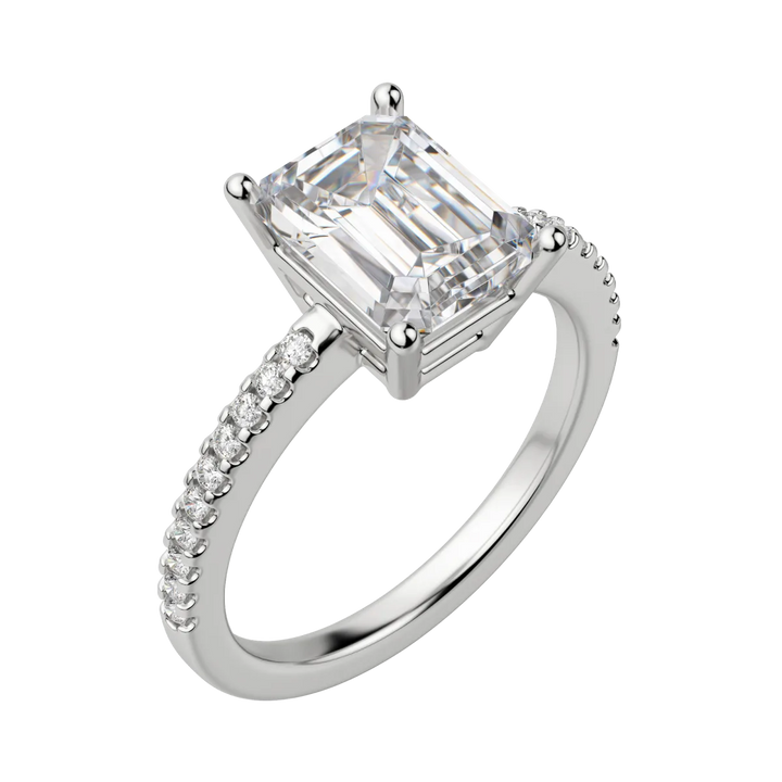 2.30CT Emerald Cut Solitaire Moissanite Diamond Engagement Ring