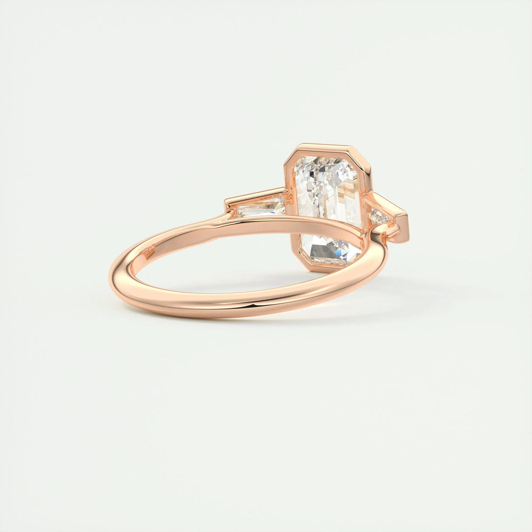 2.30CT Emerald Cut Three Stone Moissanite Diamond Engagement Ring