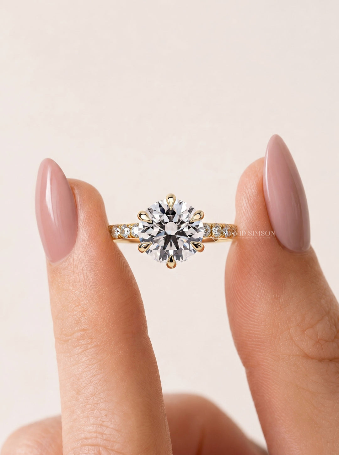 2.0CT to 3.0CT Round Lab Grown Diamond Pave Band Engagement Ring