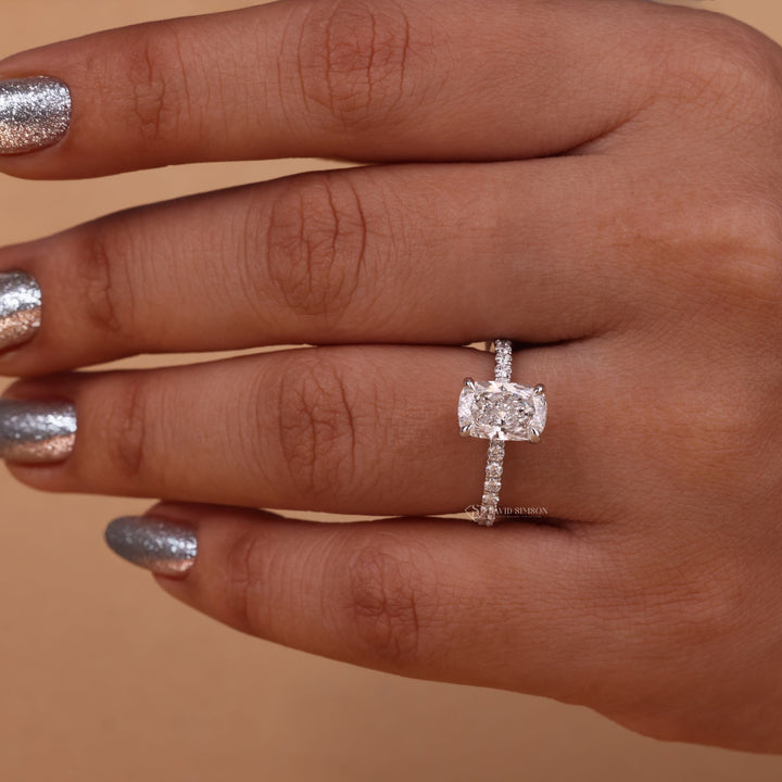 Hidden Halo Engagement Ring
Cushion Cut Hidden Halo
2 Carat Moissanite
Moissanite Diamond Ri