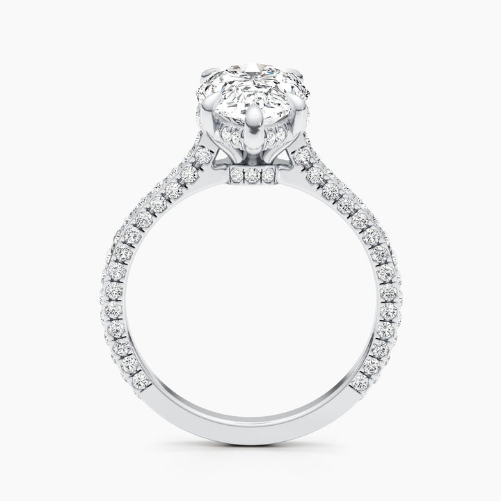 2.51ct Pear F- VS Hidden Halo Lab Grown Diamond Pave Engagement Ring