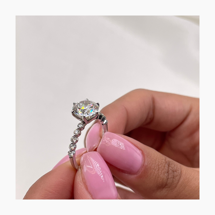 2.5ct Round G- VS Lab Grown Diamond Pave Engagement Ring