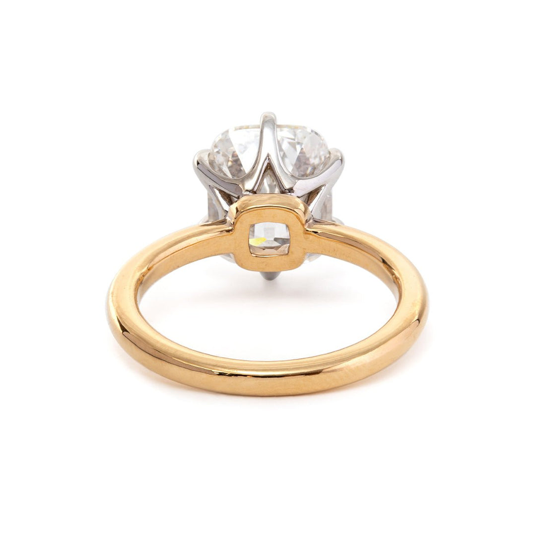 3.5ct elongated cushion, conflict free diamond, reclaimed diamond, handcrafted solitaire, elongated antique brilliant, classic cushion solitaire, timeless engagement ring, historical diamond cut, luxury bridal jewelry,