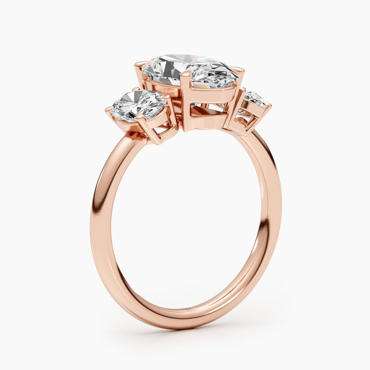 2.61ct Oval G-VS Three Stone Lab Grown Diamond Engagement Ring