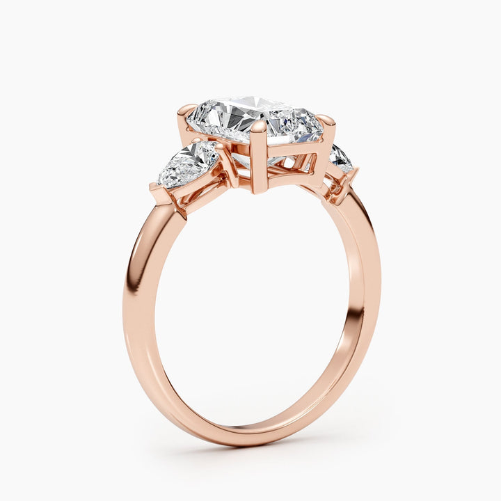 2.62ct Radiant E-VS Three Stones Lab Grown Diamond Engagement Ring