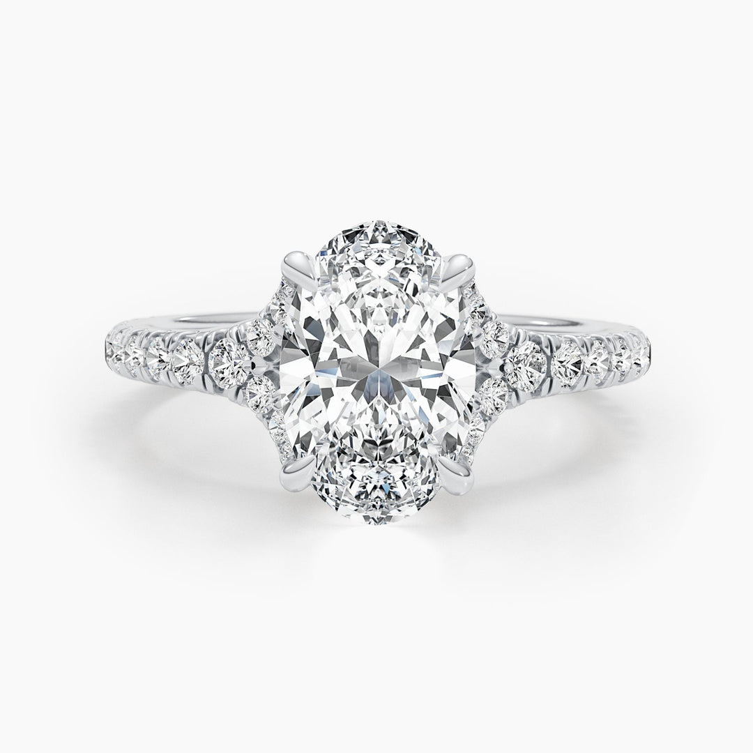 2.63ct Oval F-VS Lab Grown Diamond Cluster Engagement Ring